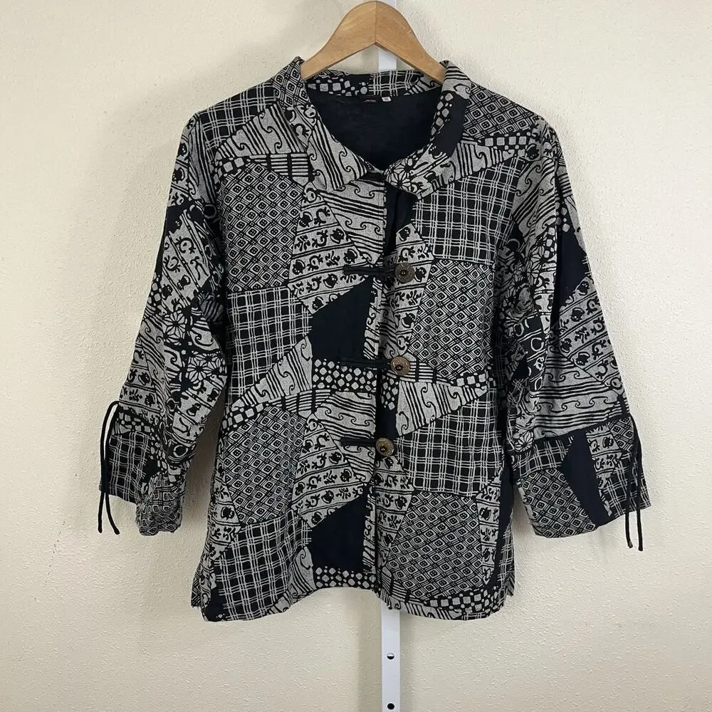 Cupcake International Patchwork Jacket Small Boho Lagenlook Art To Wear